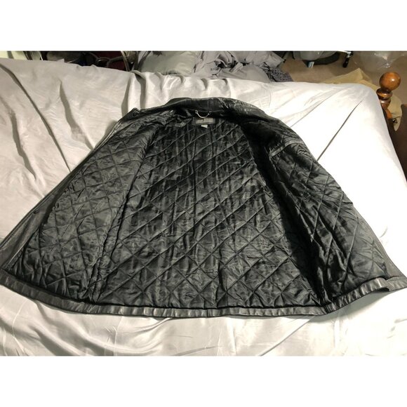 Banana Republic Mens Moto Leather Jacket Medium Black Quilted Button Up Collared - Picture 16 of 16